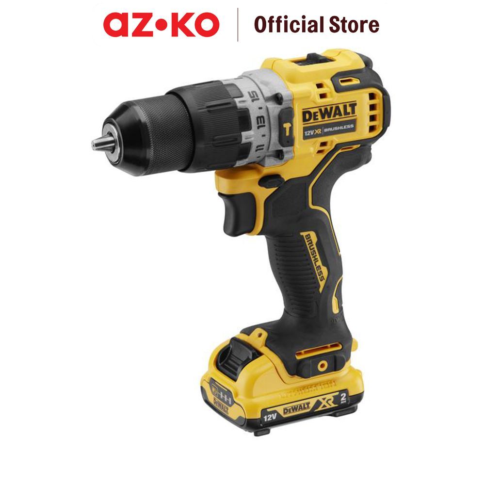 AZKO Dewalt Bor Impact Cordless 12V DCD706D2A-B1 - Kuning/Hitam Impact Drill CordlessAlat Pembuat Lu