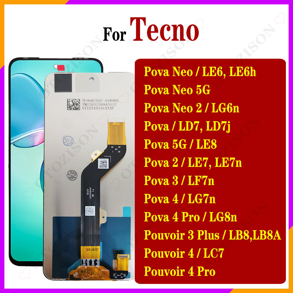 LCD splay Screen For Teo Pova 2 3 4 Pro NEO 2 5G Pouvoir 3 Plus Tou gitizer Sensor Assembly LB8 LC7 