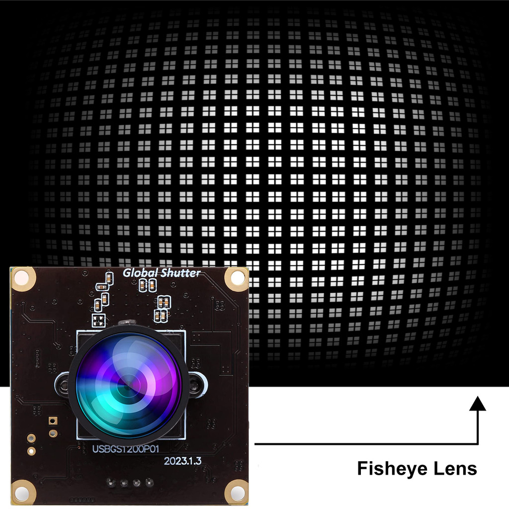 ELP 1200P 90fps Global Shutter USB Camera Module with Fisheye Lens Wide Angle PC Webcam Board for Hi