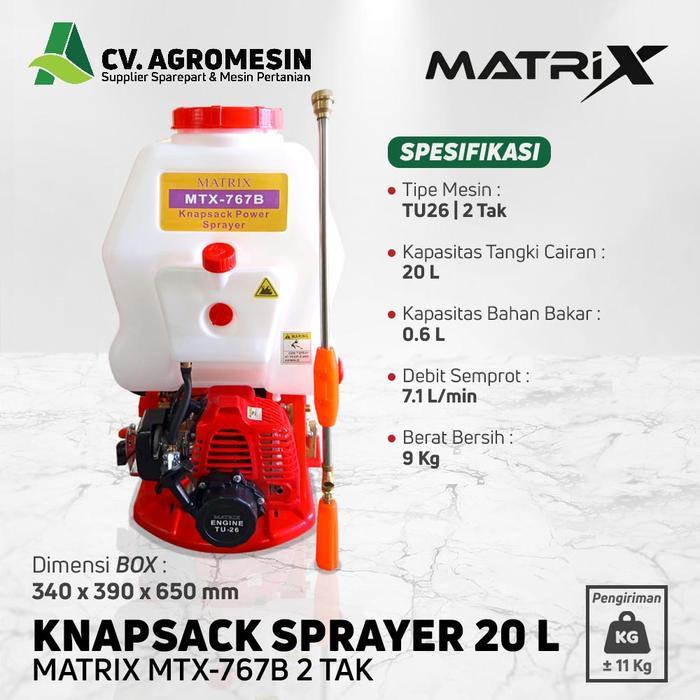 Knapsack Sprayer MATRIX MTX767B 20L Mesin 2Tak