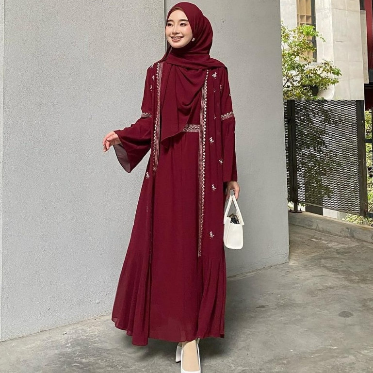 AURA DRESS GAMIS ABAYA BORDIR TERBARU MOTIF BUNGA ABAYA HITAM GAMIS BLUE DENIM PUTIH GAMIS KONDANGAN