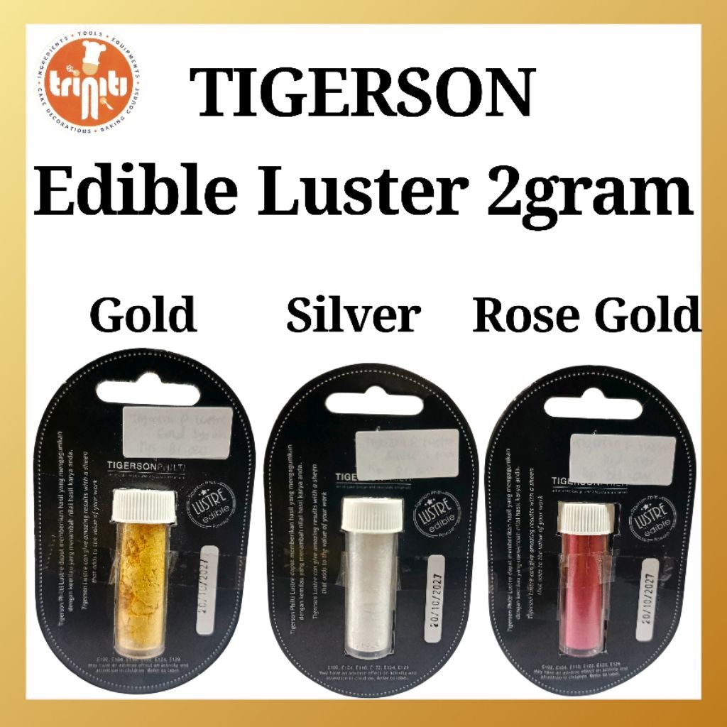 Tigerson Edible Luster 2gr Warna Gold, Silver, Rosegold