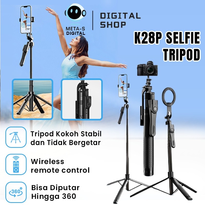(Gajah_Duduk) Tongsis Tripod 2IN1 Bluetooth Remote Anti Goyang Live Vlog Universal HP 1.75M