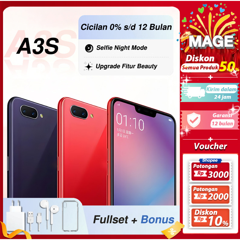 HP A3S RAM 6+128GB 4G LTE Fullset Grosir Murah Siap Pakai Garansi 12 Bulan