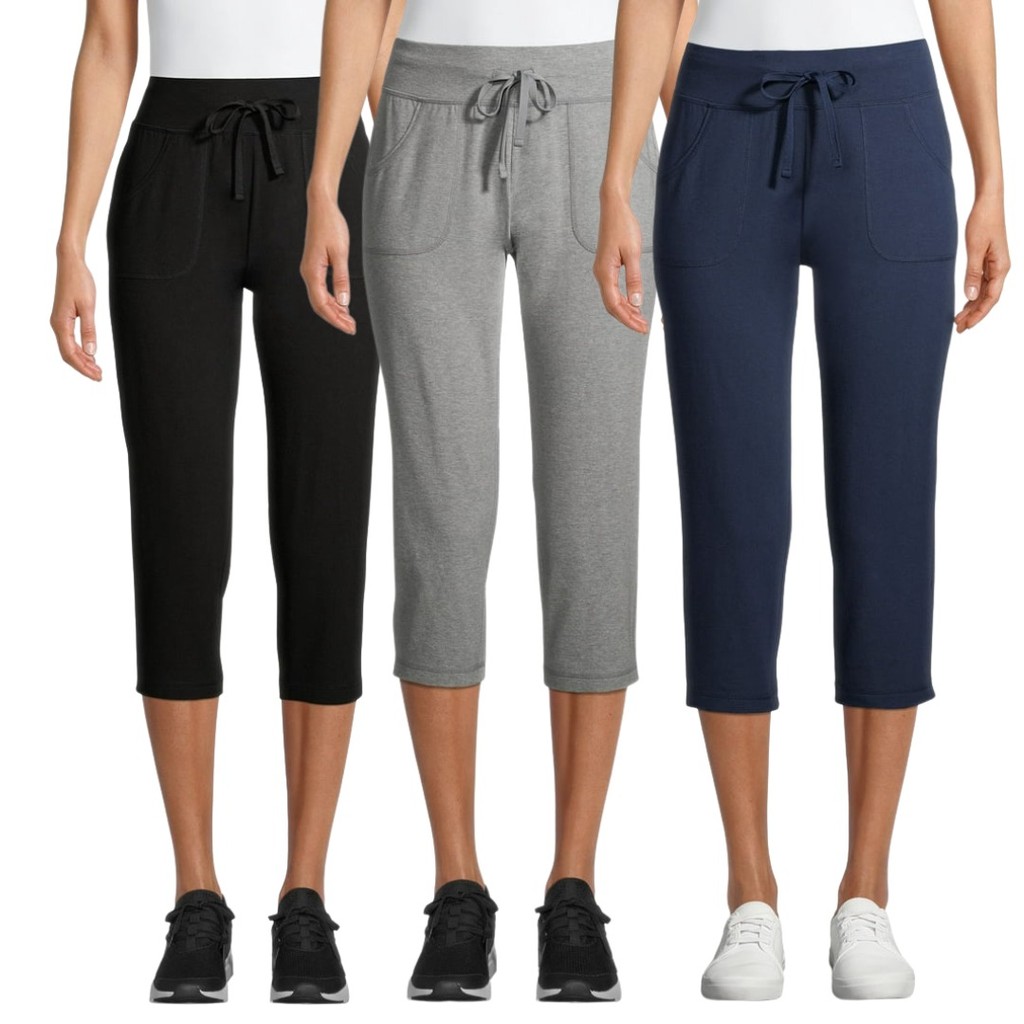 WARNAMU #1549 ATHLETIC WORKS WOMEN'S ATHLEISURE CORE KNIT CAPRI PANTS