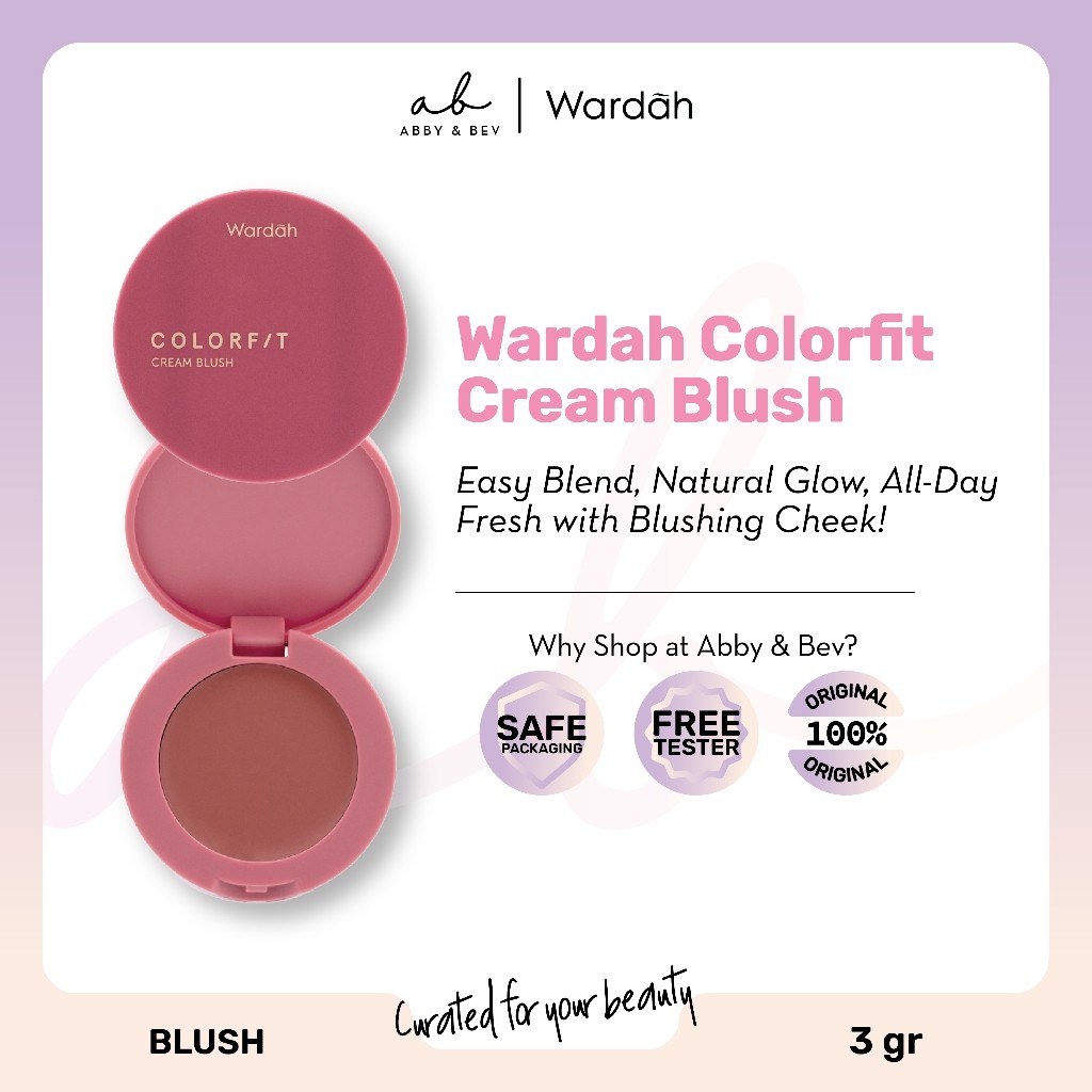 AB - Wardah Colorfit Cream Blush [3gr]/ Blush On Cream dengan Tampilan Alami Blush On Eyeshadow