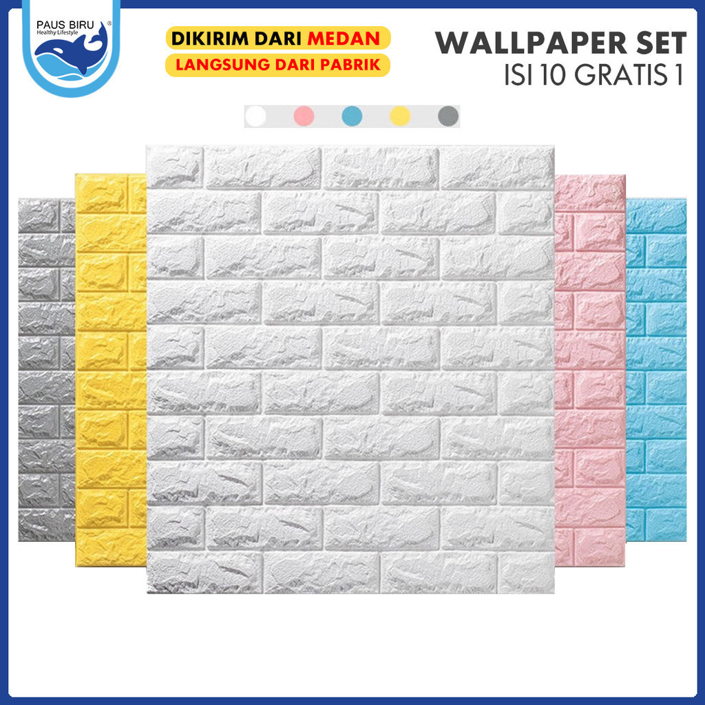 ACHMA  - Wallpaper Dinding 3D Foam Motif Batu Bata terbaru