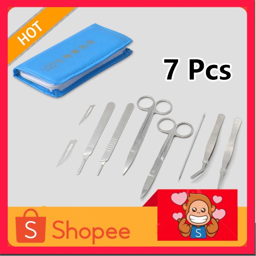 7Pcs  Alat bedah hewan / Gunting Operasi Bedah / Dissection Anatomy Biological Sample Biology Teachi