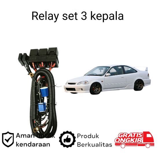 Relay Set Lampu Utama LED H4  Mobil Honda Civic Ferio Koko