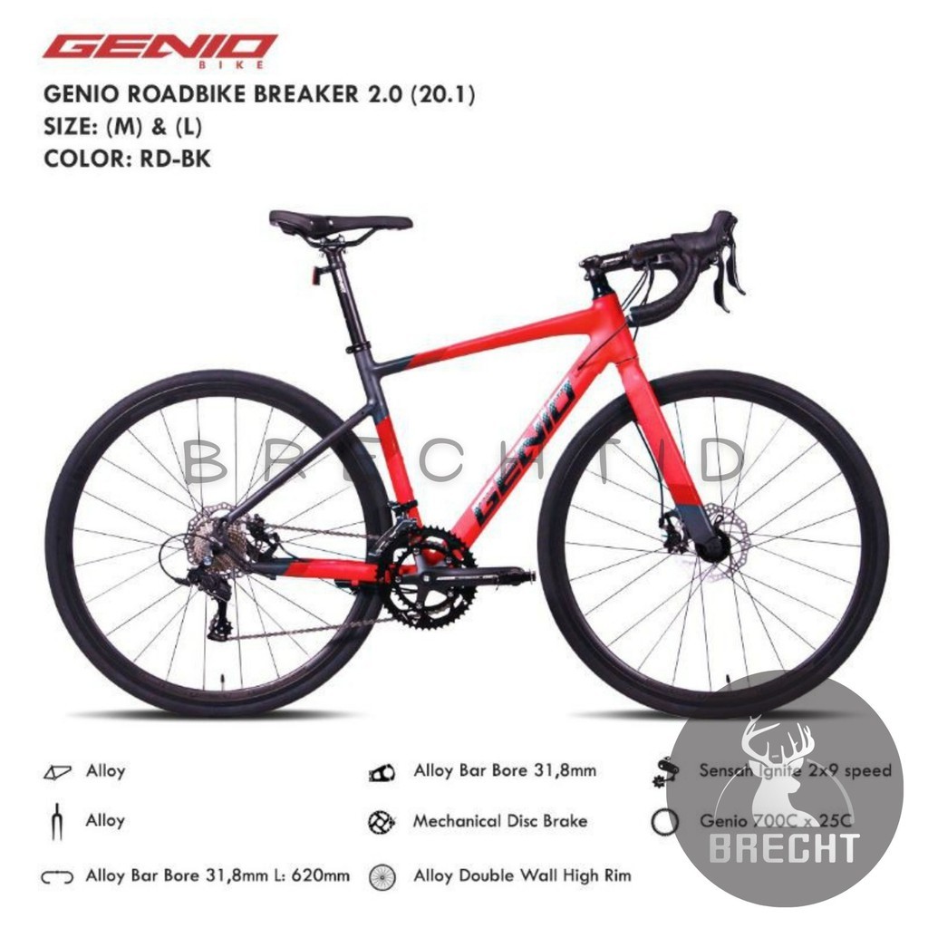 Sepeda Balap Road Bike Genio Breaker 2.0 Alloy 2x9 Speed
