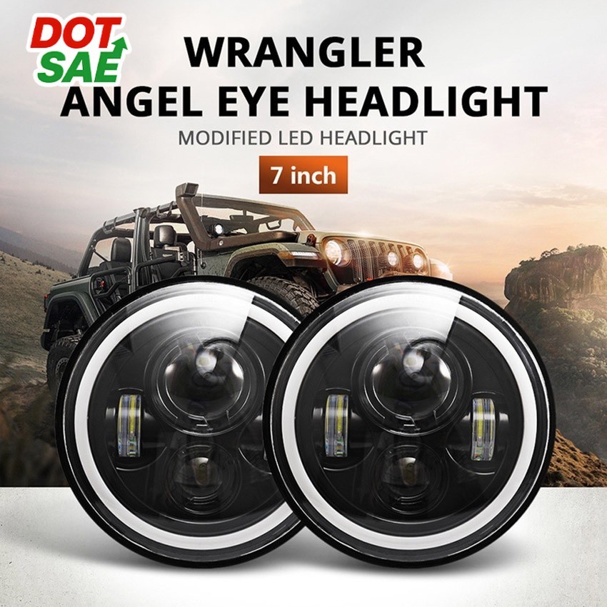 DOT SAE Lampu Utama DAYMAKER COBRA Batok Motor 7 Inch Led 2 Warna Bulat Lampu Tembak Tengkorak 60 Wa