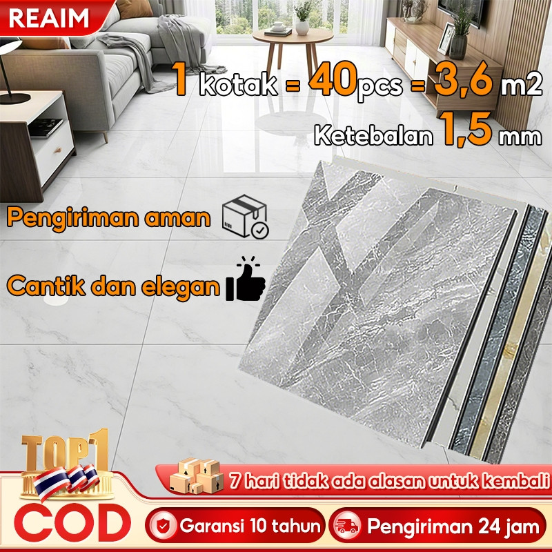 MeeTeu Reaim vinyl lantai stiker granit lantai 60x60 motif marmer lantai premium bawa lem sendiri