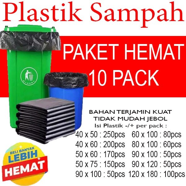 Plastik Sampah Hitam | Kantong Plastik Sampah Hitam | Plastik Sampah 10 Pack
