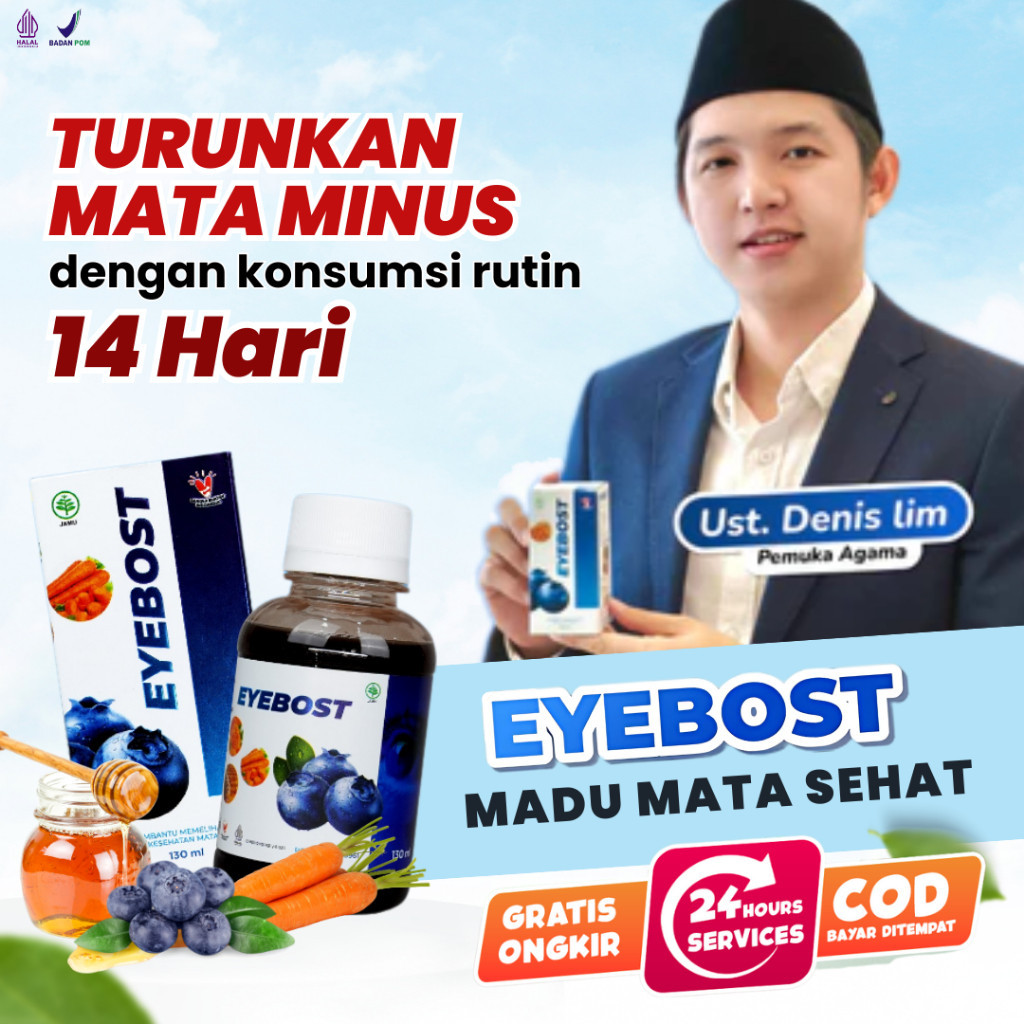 EYEBOST Vitamin Mata Original Obat Mata Minus Berlemak Rabun Katarak Paling Ampuh Madu Bilberry Asli