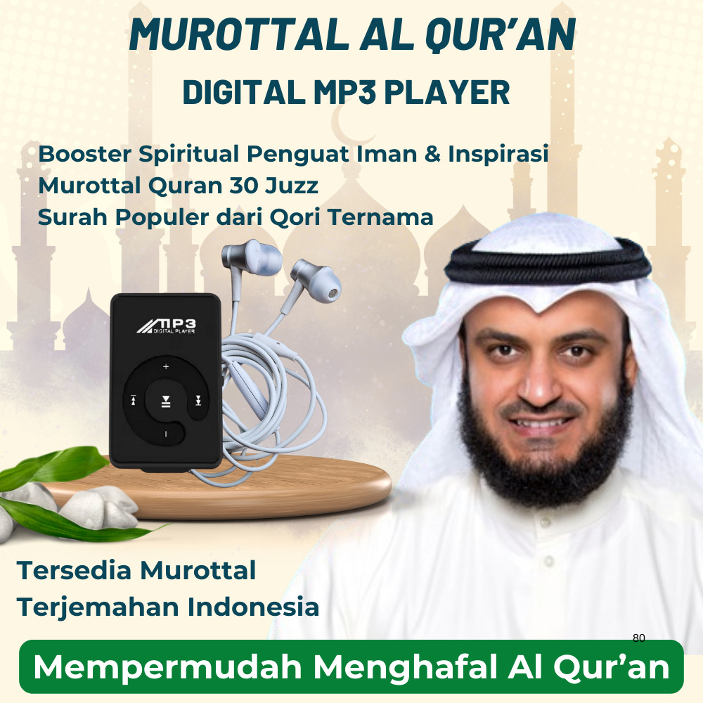 Mp3 Digital Player Headset Murottal Quran Plus Kajian Islam