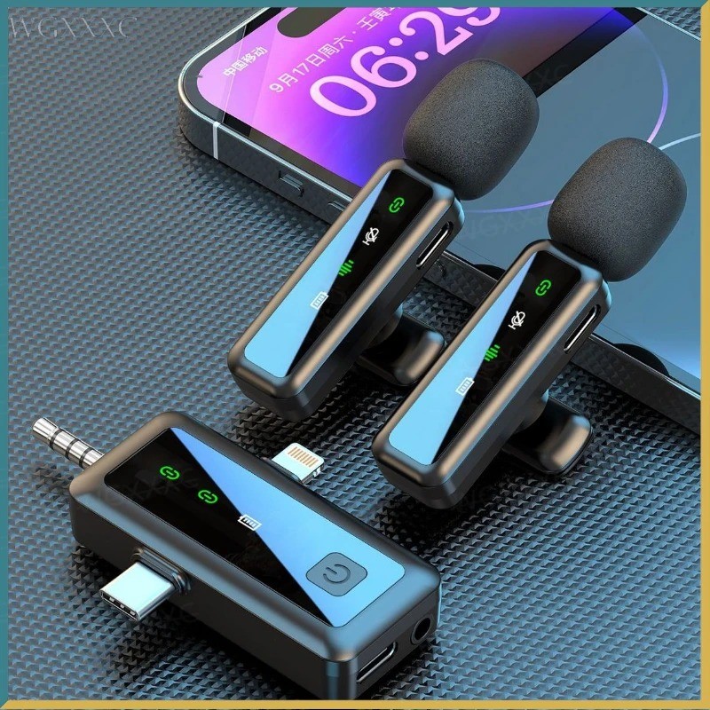 Mic Clip On Wireless 2.4G Multi Plug Type C Lightning 3.5mm Vlog Interview Noise Reduction Omnidirec