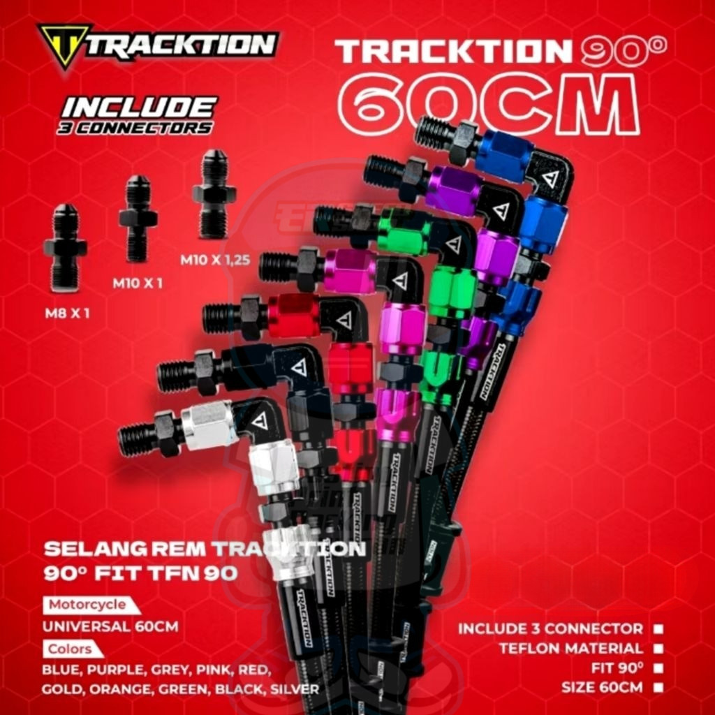 Selang Rem Tracktion TFN 60 CM Universal FIT 90° Universal Original Tracktion