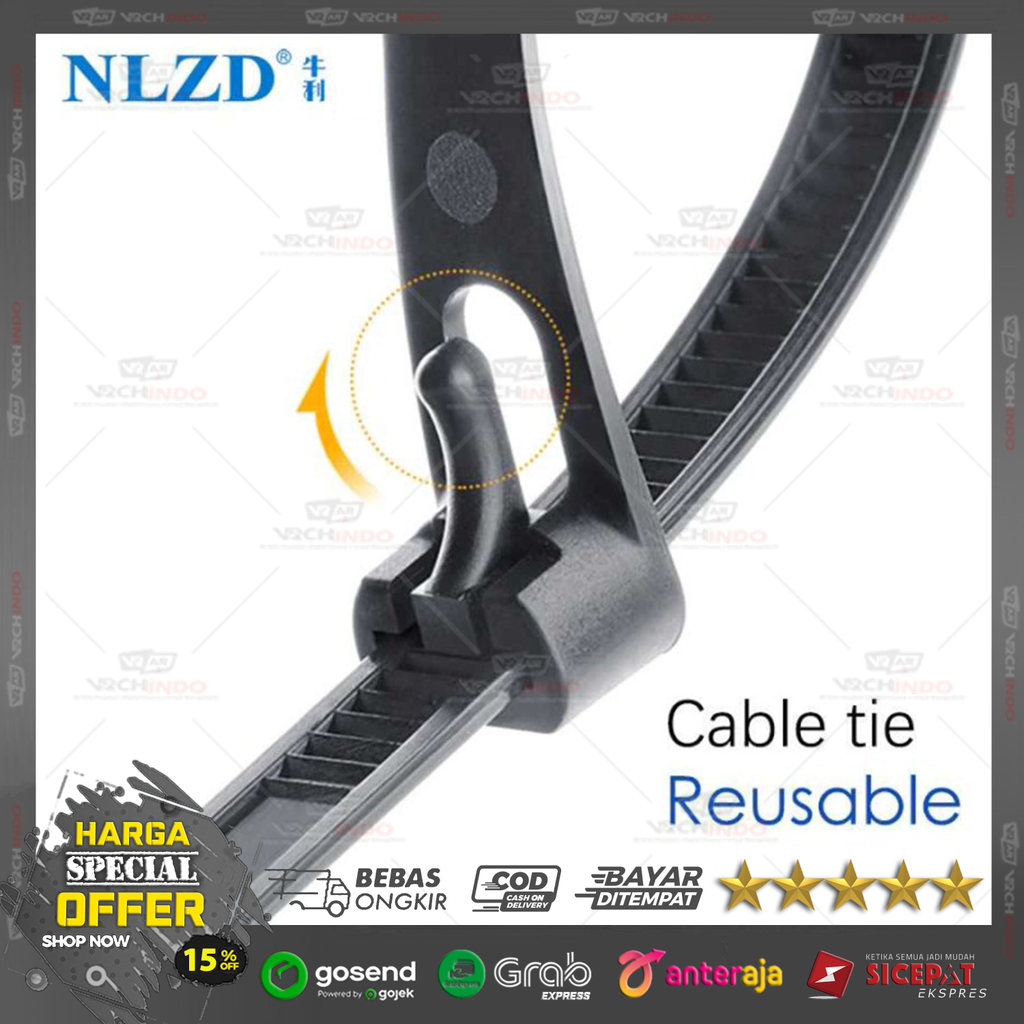 Kabel Ripet Tie Ties Zip Cable Organizer Reusable / Releasable 1 Pcs 