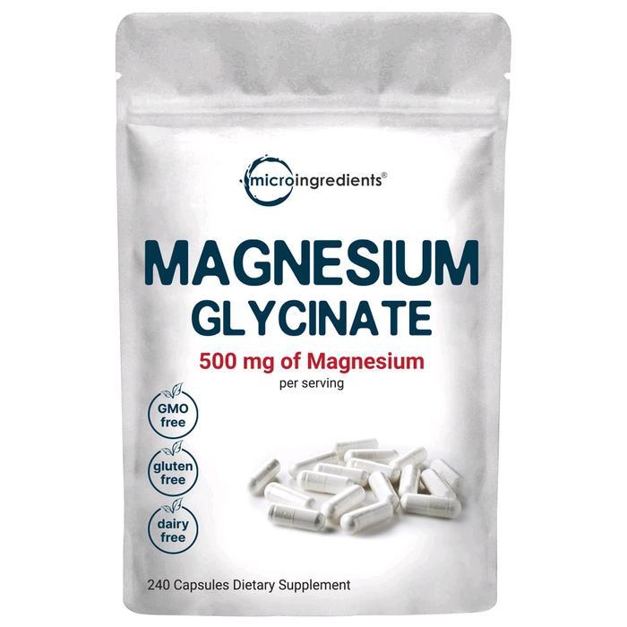 MICROINGREDIENTS MAGNESIUM GLYCINATE 500 MG PER SERVING 240 CAPSULE MULTIVITAMIN BEBAS GMO GLUTEN AM