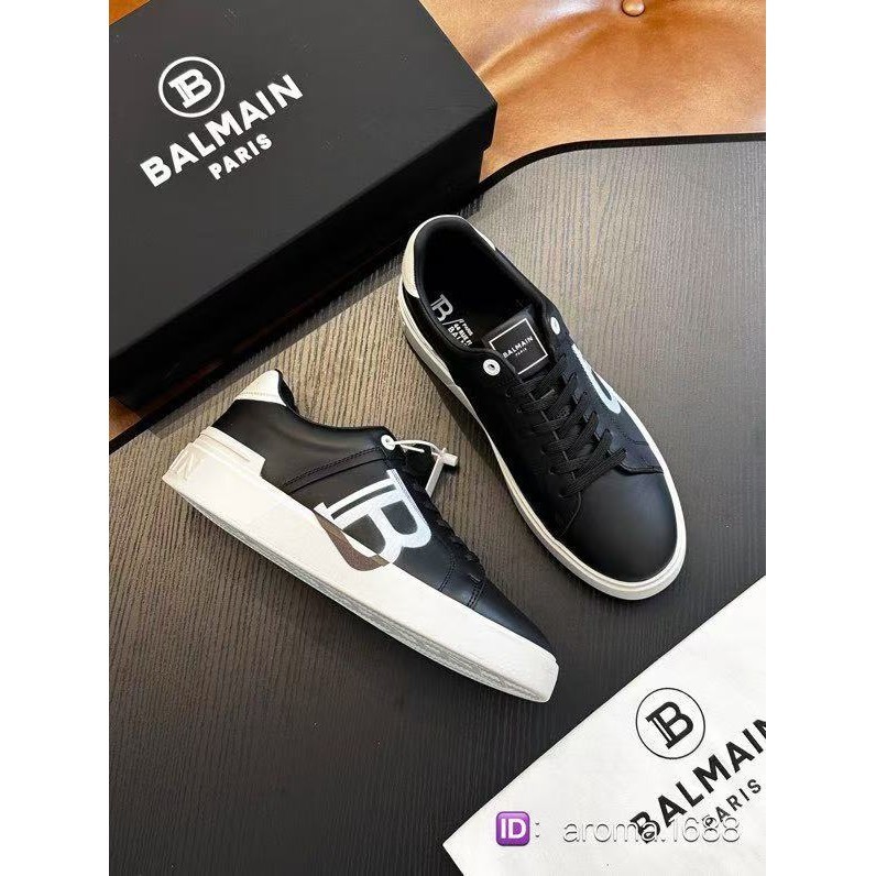 BALMAIN B-Skate Multi Material Splicing Color Contrasting Sports Shoes