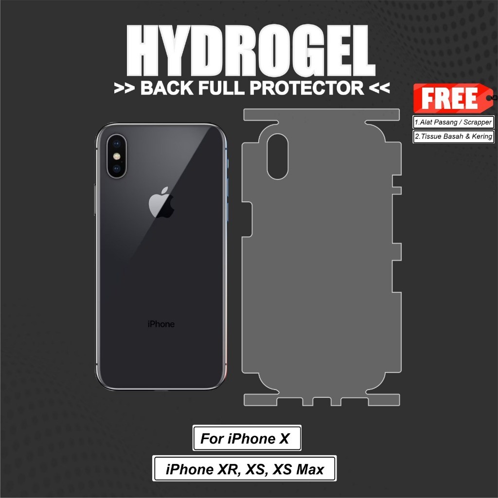 Anti Gores Hydrogel iphone X / XR / XS / XS Max Body Belakang Full Cover