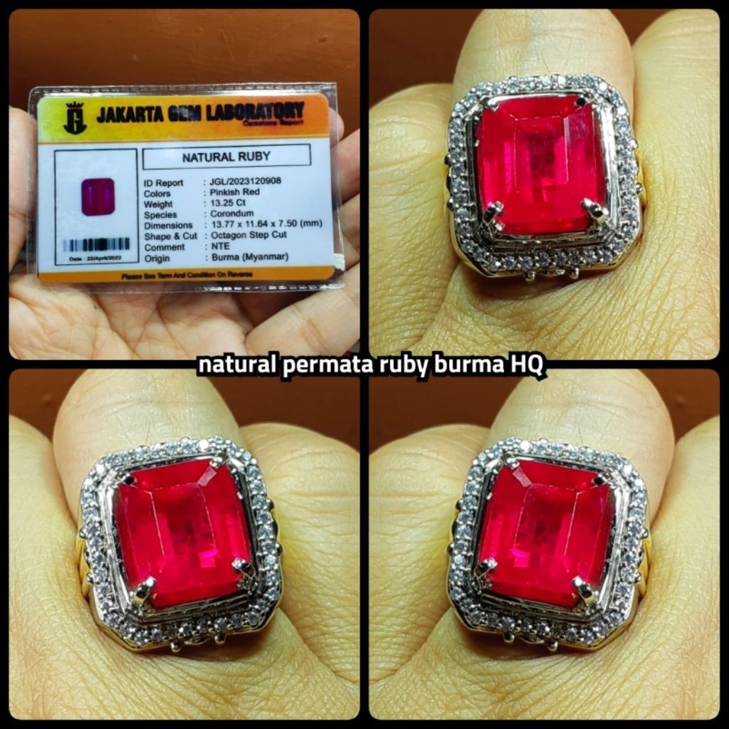 Natural Batu Permata Ruby Delima Burma Nte Ya