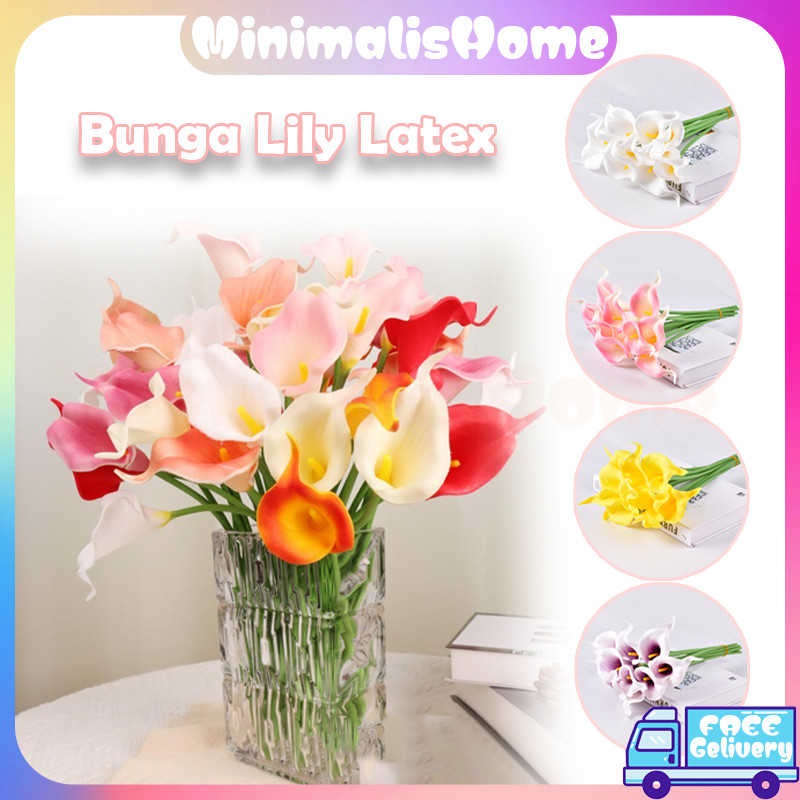 Bunga Imitasi Lili Bunga Artificial / Bunga Lily Latex Putih / Latex Premium Bunga Lili / Bunga hias