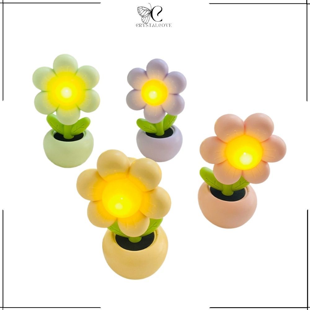 CC - LAMPU TIDUR MINI KARAKTER BUNGA MATAHARI AESTHETIC MEJA BELAJAR ANAK SOUVENIR LUCU MURAH PERLEN