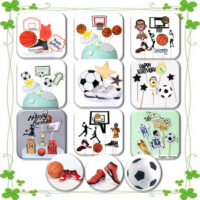 [GE] Topper hiasan bola soccer sepakbola basket football ball cake kue ulangtahun ultah birthday boy