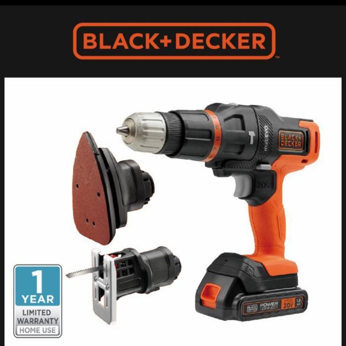 Mesin Bor Cordless 3 Heads Multifungsi Black Decker MULTI EVO EVO185