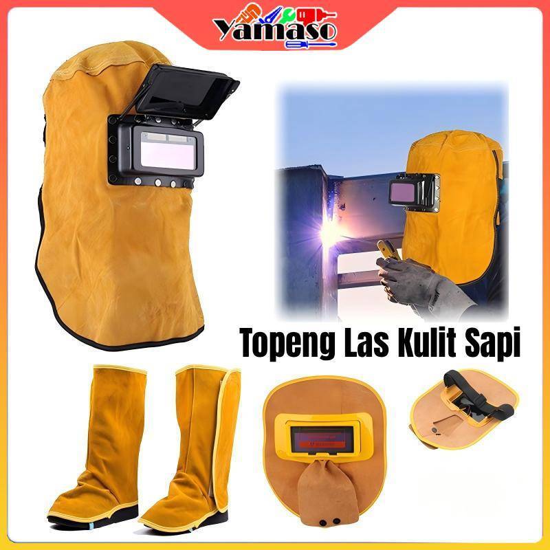 (Mawar tp) Helm Las Listrik Professional Topeng Las Otomatis Gelap Terang Otomatis Kedok Las Kulit S