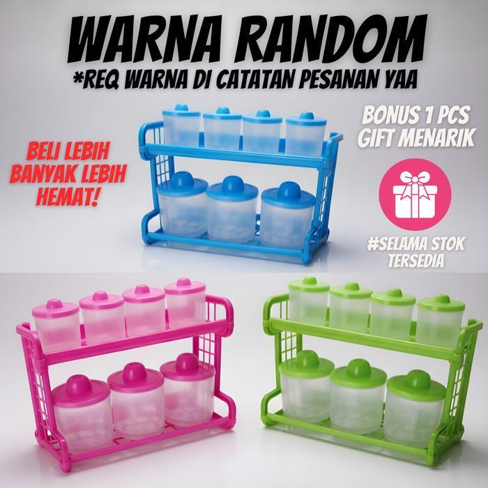 [AFF8] Kitchen Set Tempat Bumbu 7 in 1 – Rak Bumbu Dapur Serbaguna dengan 7 Toples, Bisa Digantung a