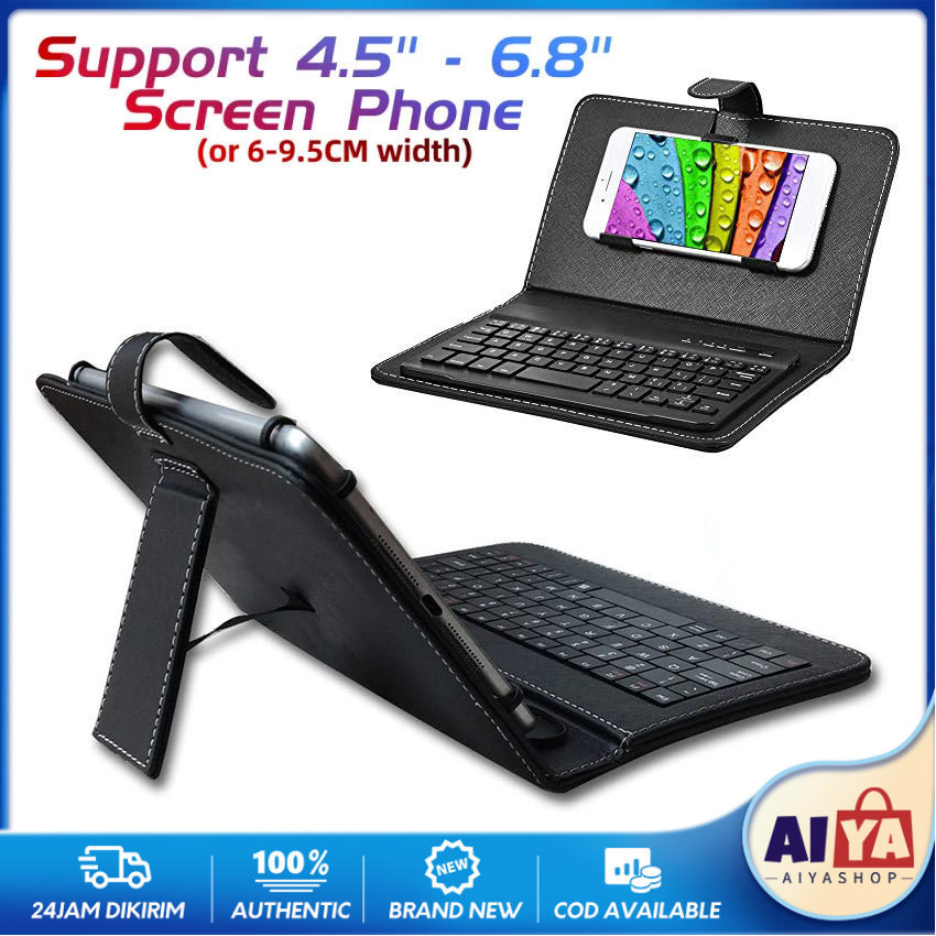 Case Keyboard Wireless / Bluetooth Mini Portable / Casing Kulit Smartphone / Keyboard Mini Bluetooth