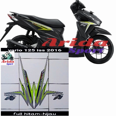 striping vario 125 stiker honda vario techno 125 led fi iss 2016 full hitam hijau