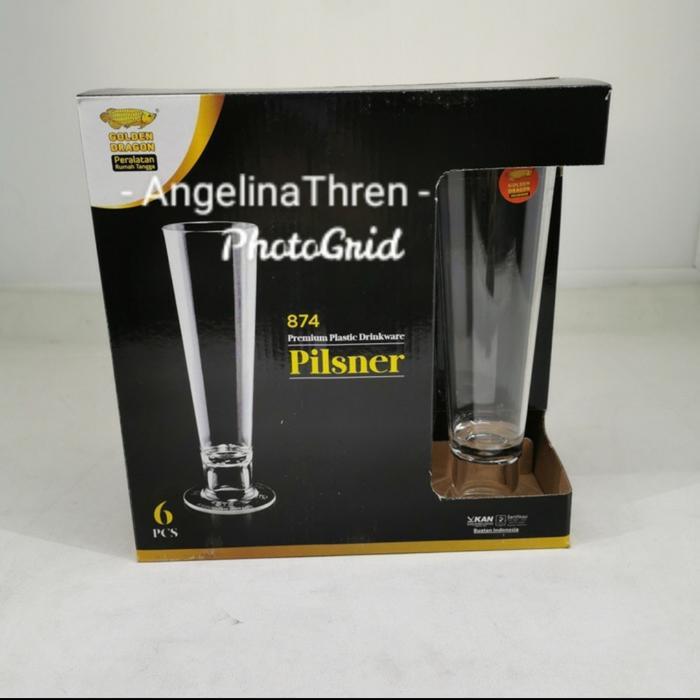 Gelas Melamin Premium Pilsner Golden Dragon - Gelas Bening Pilsner