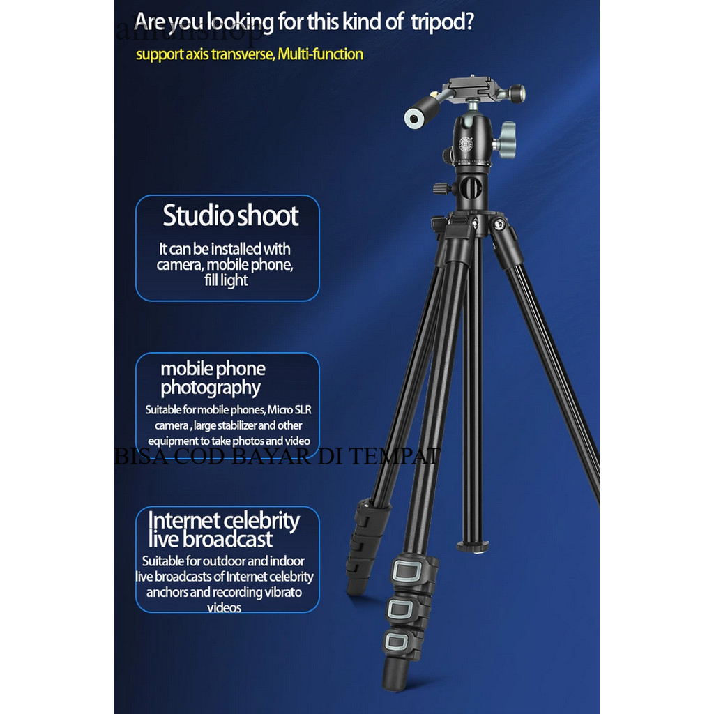 QZSD Tripod Kamera DSLR Lightweight Pan Head Horizontal Mount 1.54M - tripod kamera canon hp