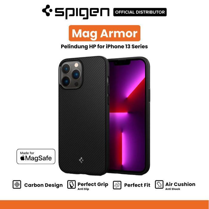 Case Spigen for iPhone 13 Pro Max 13 Mini Spigen Mag Armor Case MagSafe Matte Casing - 13 Pro, Black