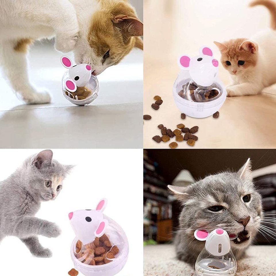 Cat  Mice Food Tumbler Cat Food Toy Ball Interactive Cat Food Feeder Leak Food Interesting Plastic C