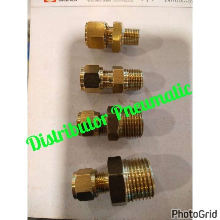 Male Conector 6mm X 1/4 drat kuningan cincin