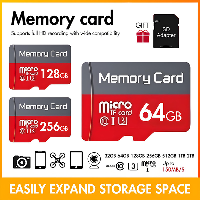(Urban Style) Memory card Kartu Memori 1TB 512GB 256GB 128GB Class 10 High Speed TF Card untuk CCTV/