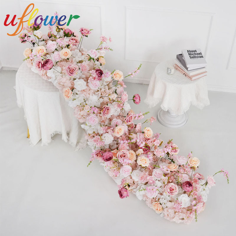 Uflower 50100cm Artificial Flower Row Birthday Party Centerpiece Wedng Decoration Flower Backdrop De