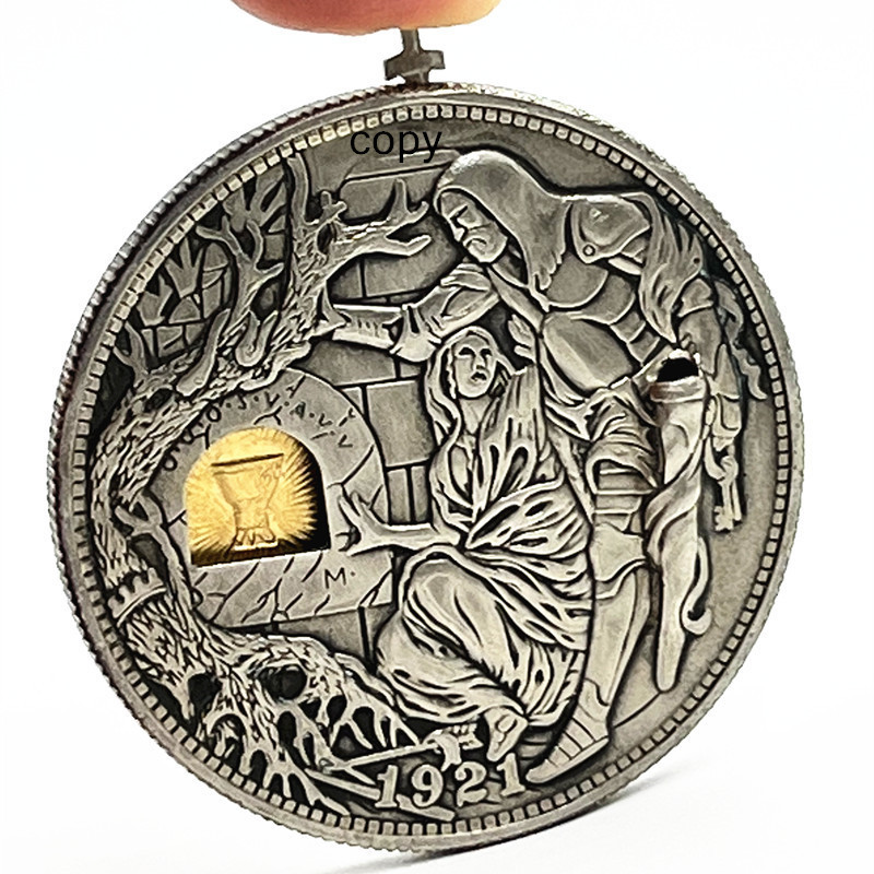 Movable Mechanism Holy Grail Coin Hobo Nickel Morgan Dollar Roman Booteen Wandering Removeable Sword
