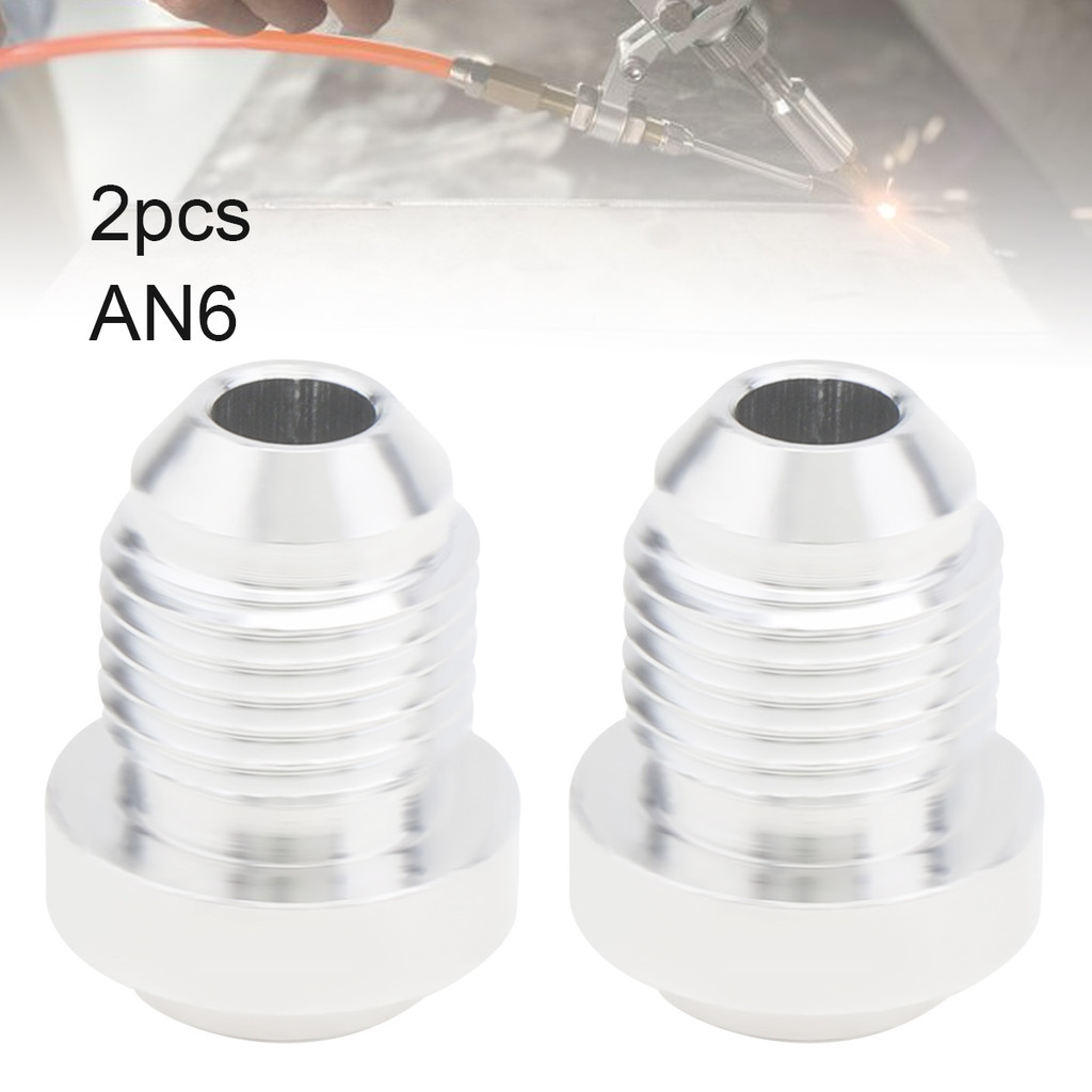 2pcs Aluminum Alloy 6AN Male Weld on Bung Fitting 6AN Male Flare Weldable Fuel Tank Fitting Adapter 