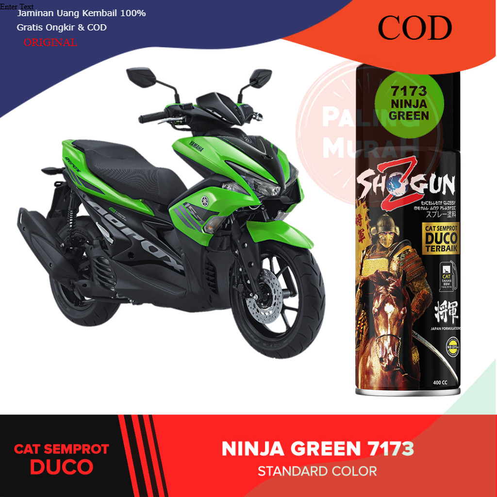 JAPAN Cat Semprot Motor Shogun Z Paint Ninja Green 7173 - Warna Hijau Ninja Glossy Solid Standar
