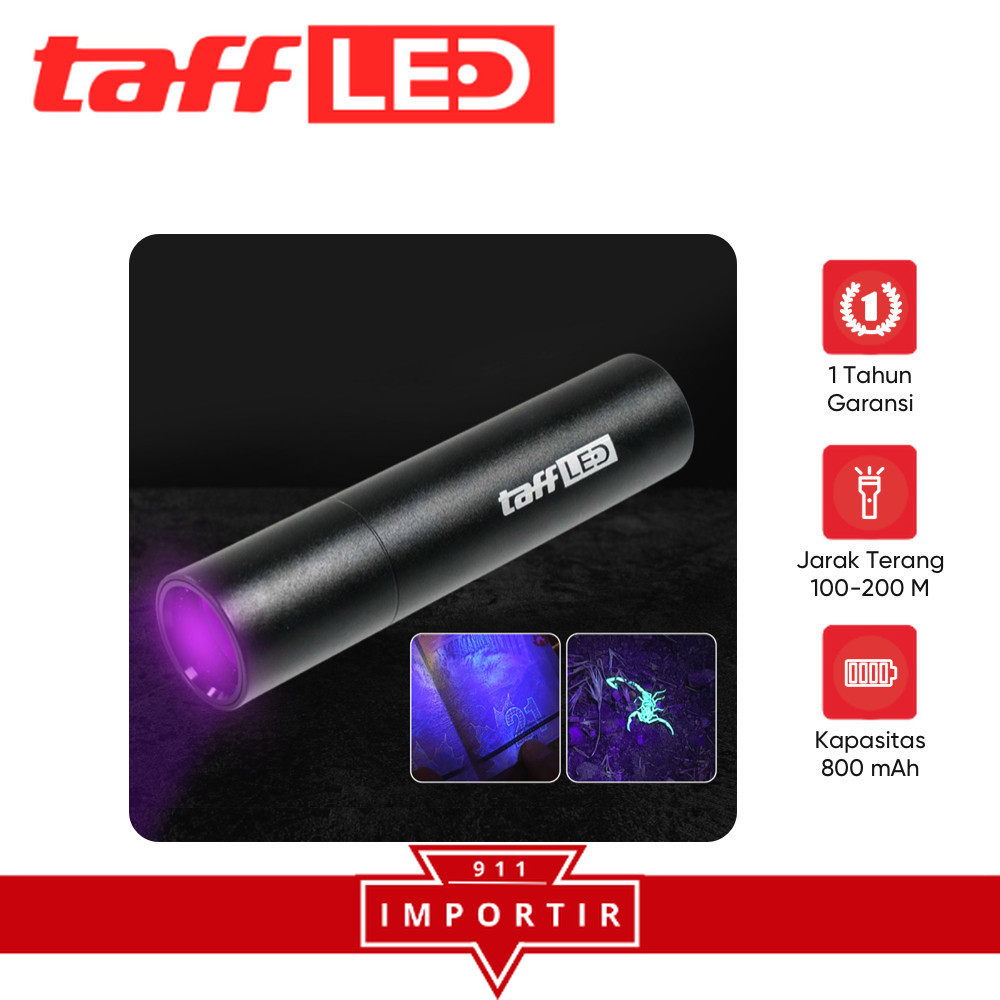 TAFFLED Senter UV Ultraviolet Mini Flashlight Money Detector 365nm - S11-Z