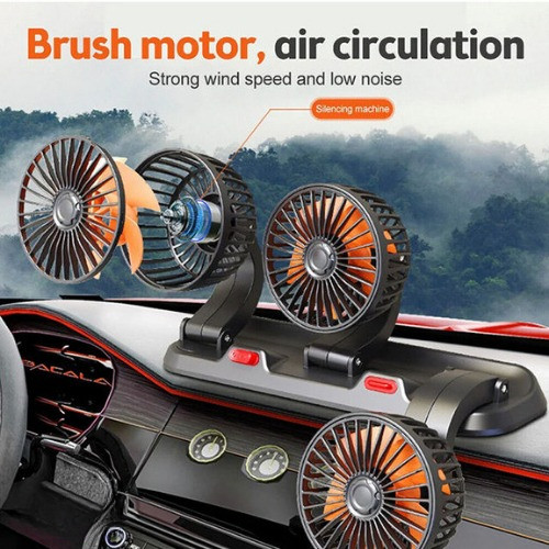 Kipas Angin Mobil 3 Kepala 12/24V Kipas Pendingin Truck USB Dashboard Rotasi 360 Fan