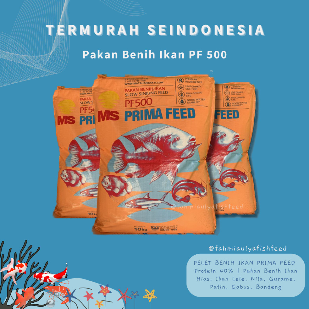 PAKAN IKAN MURAH (PAKET 2 KG) PAKAN BENIH IKAN PF 500  | Prima Feed Protein 40% | Pakan Benih Ikan H