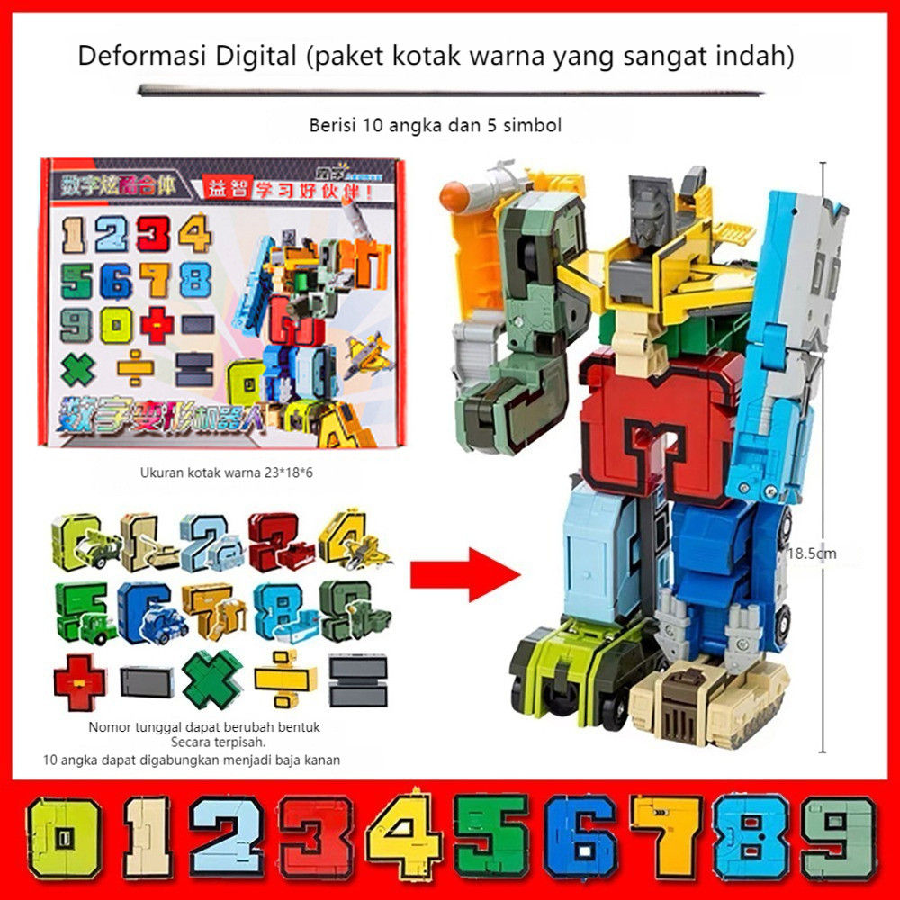 Robot Digital  Mainan Robot Edukasi Anak Laki Laki  Digital Alphabet Set Mainan Transformasi Robot