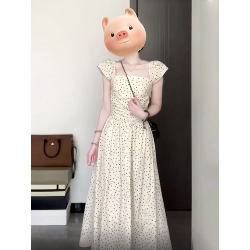 [COD] Gaun Polkadot Baru untuk Wanita, Desain Super Cantik, Gaun Panjang Elegan