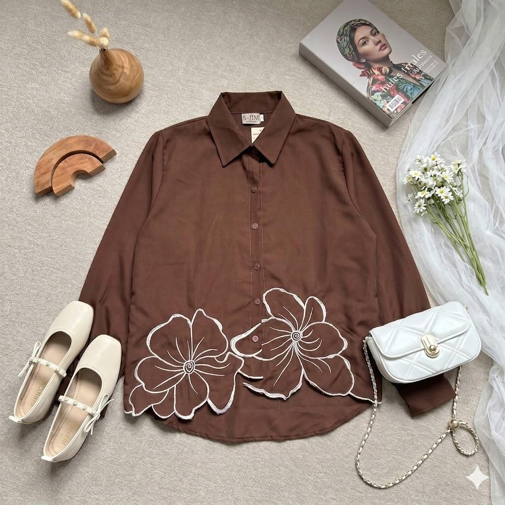 NJW- CARLA Blouse Embroidery Wanita - Atasan Wanita Stylish All Size